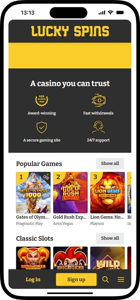 Lucky Spins Casino Homepage